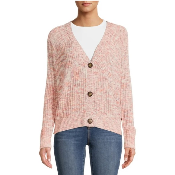 Sweaters - Pink multi colored cardigan